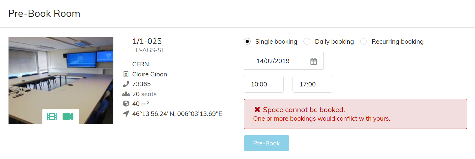 Room Booking Conflict